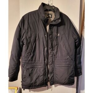 Mountain Hardwear Black Down Puffer Jacket Mens L Removable Hood, 90% Down fill